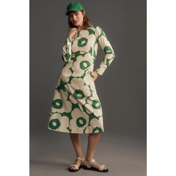 nwt ANTHROPOLOGIE x MARIMEKKO sz S Katse Unikko Midi in green - Picture 1 of 5
